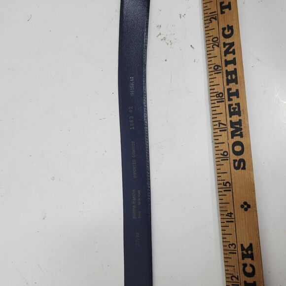 Pierre Leather Belt Cardin Blue 32/80 - Imported Cowhide Cowboy Dress Preppy - Picture 5 of 16